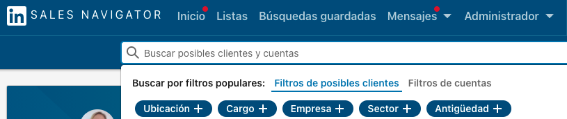 Filtro para encontrar clientes en Linkedin Sales Navigator